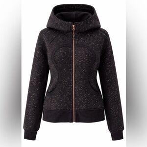 Lululemon Scuba Heathered Black Hooded Zip-Up - Size 8
